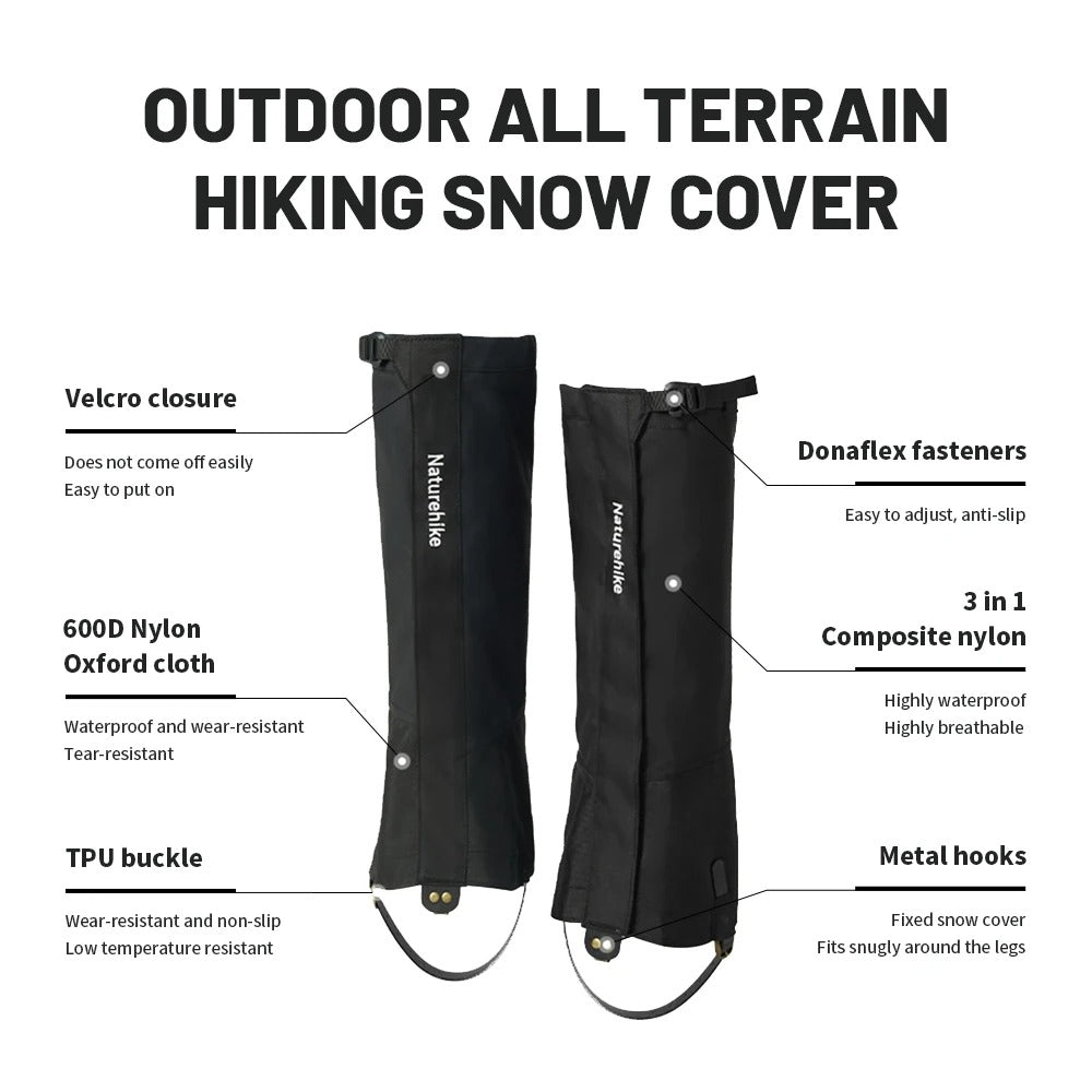 Naturehike Waterproof Windproof Nylon Leg Gaiters For Hiking Skiing Snow