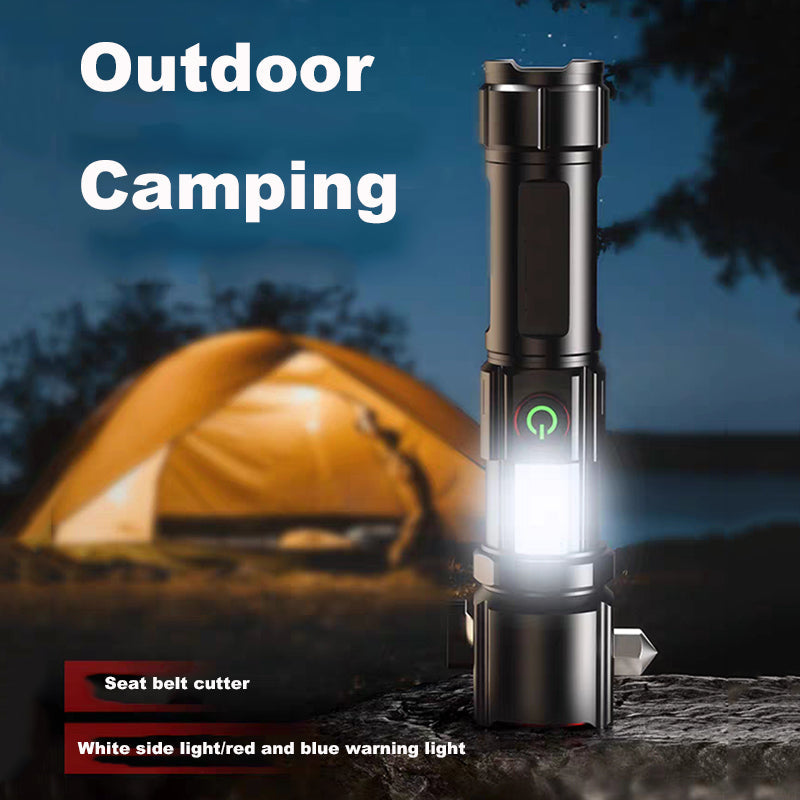 Multi-functional High Power LED Flashlight with Safety Hammer 1KM Range